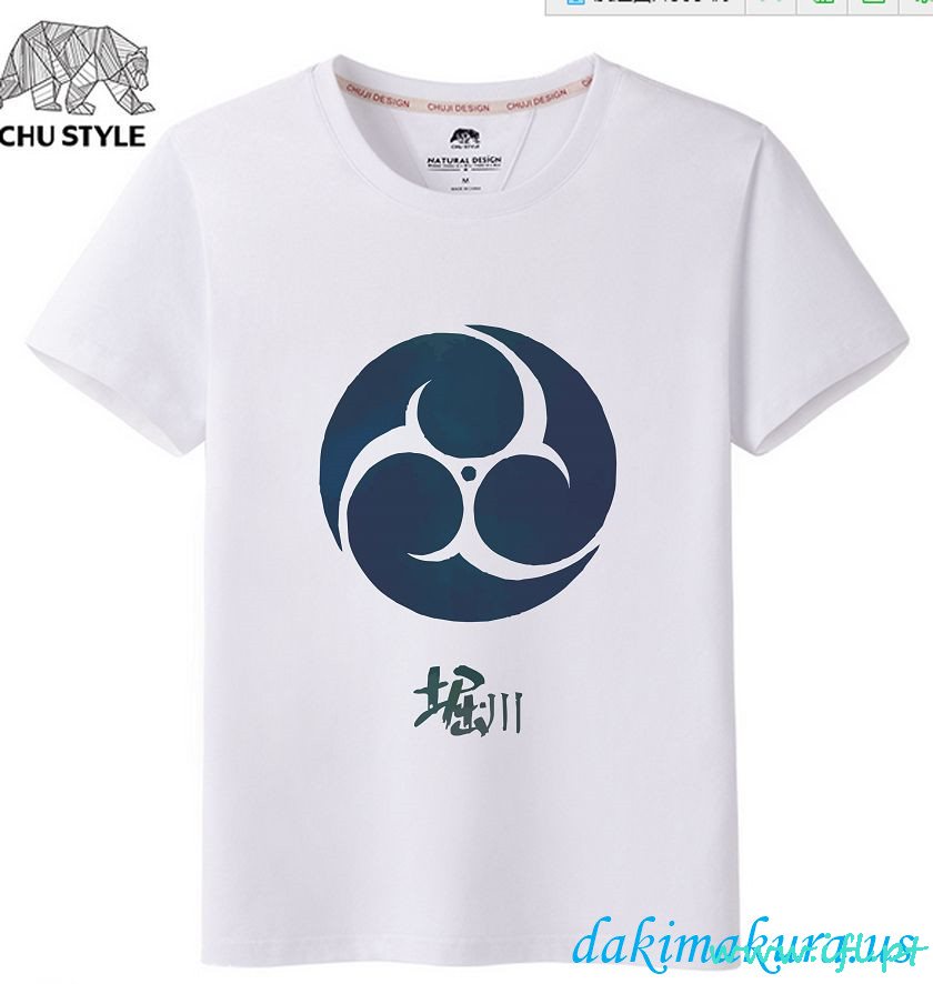 Barato Branco - T-shirt Em Linha Do Anime Dos Homens Do Ranbu Do Touken Da Fábrica Da Porcelana
